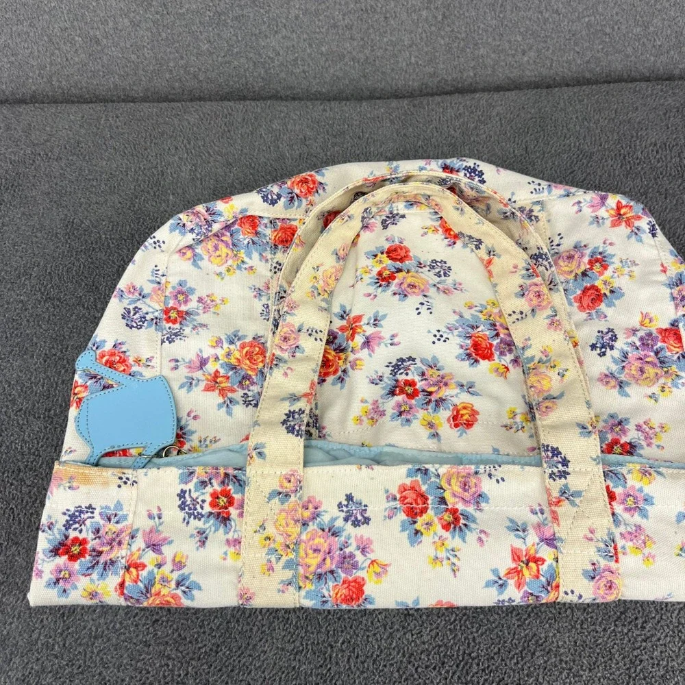 New Look Floral Canvas Tote Bag Womens‎ Large Ivory Blue Cottagecore Garden Bag